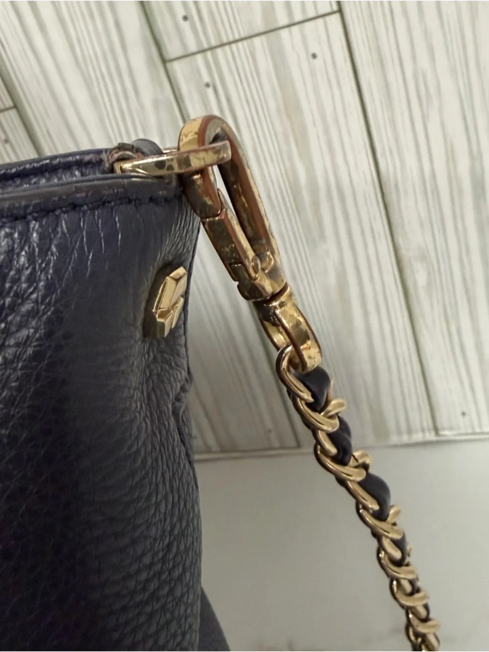 Tory Burch Navy Pebbled Leather shoulder Bag Crossbody Bag